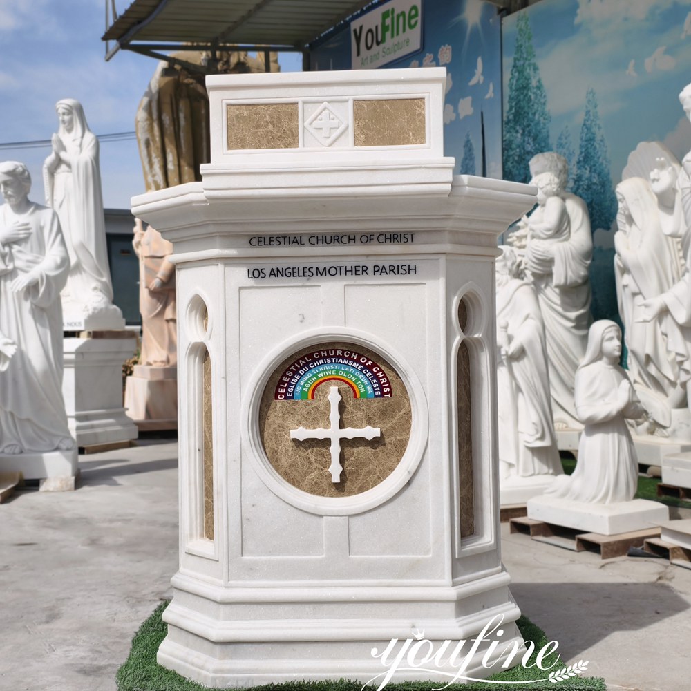 Custom Modern Style Marble Pulpit with Cross for Church