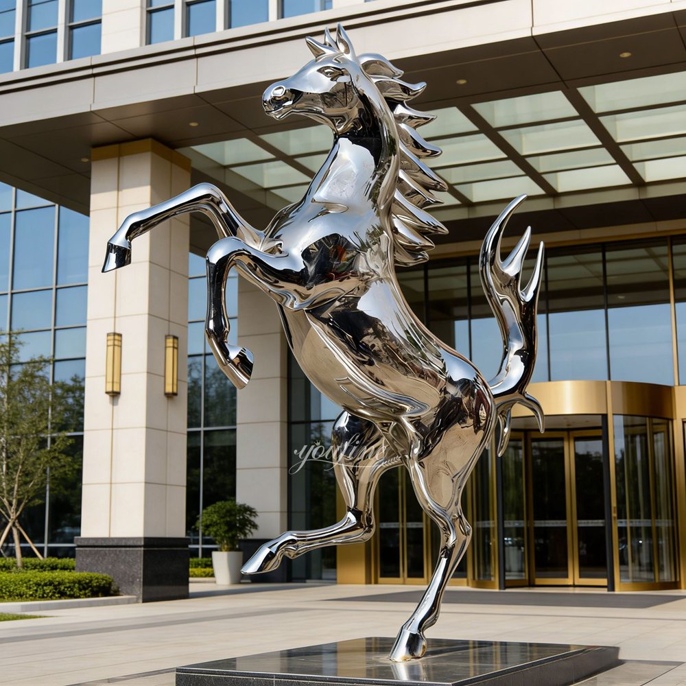 Custom Polished Leaping Horse Art Sculpture for Corporate Headquarters