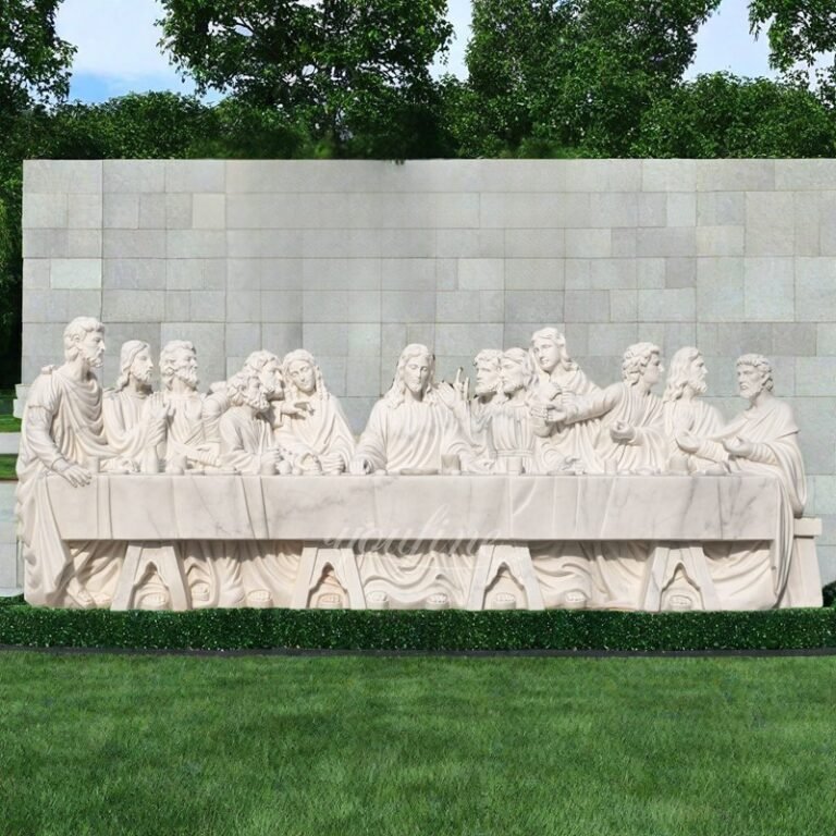 Custom Religious Marble Last Supper Statue for Outdoor Decor