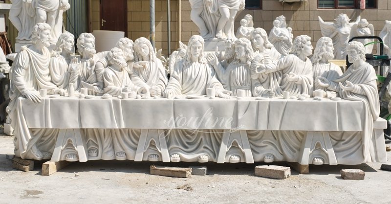 Custom Hand Carved White Marble Last Supper Statue