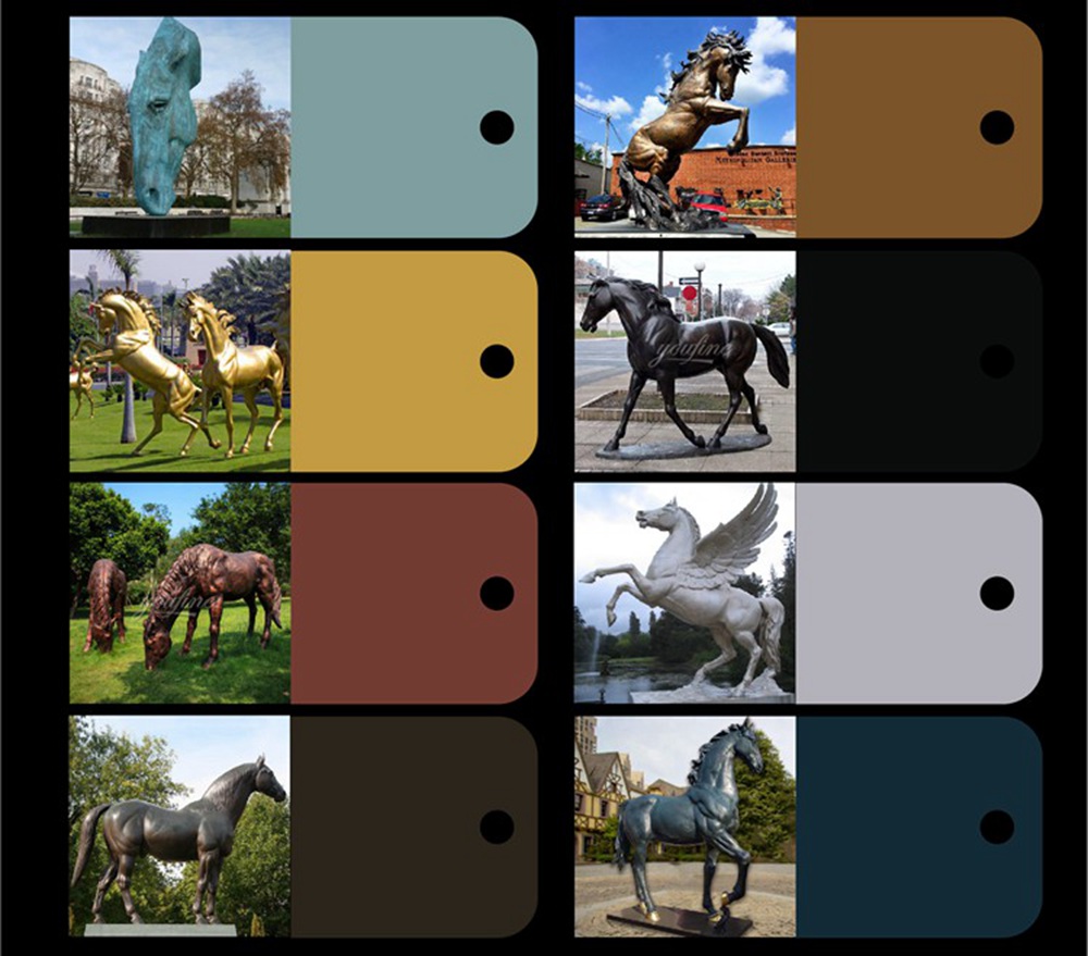 Custom brass horse sculpture colors