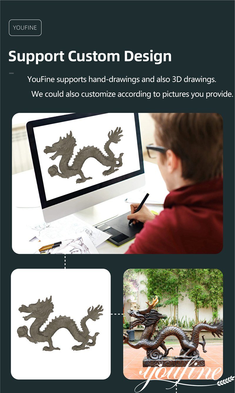 Custom design of bronze dragon sculpture fountains