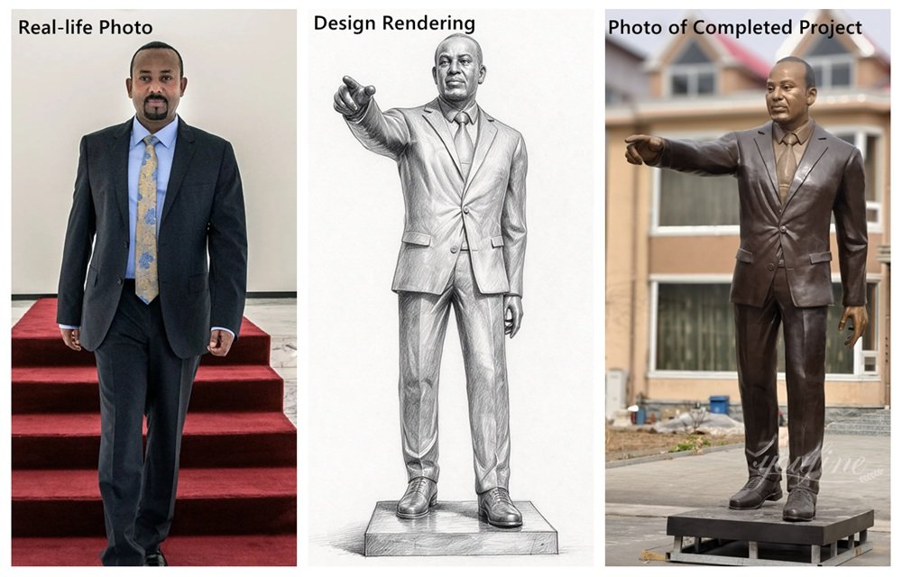 Custom-made 4m bronze sculpture of the Ethiopian Prime Minister