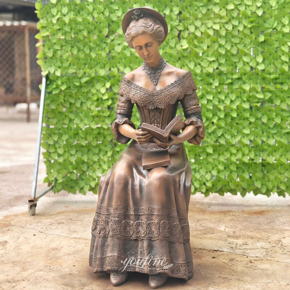 Custom-made bronze sculpture of a woman reading