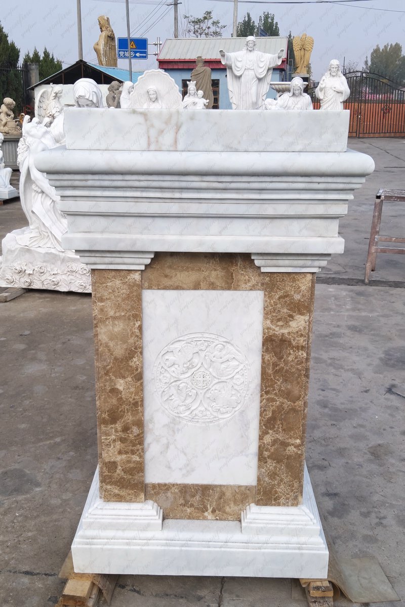 Custom marble pulpit front view