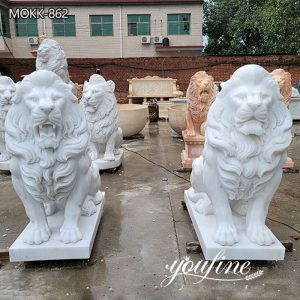 Decoration High Polished Marble Lion Sculpture for Sale MOKK-862