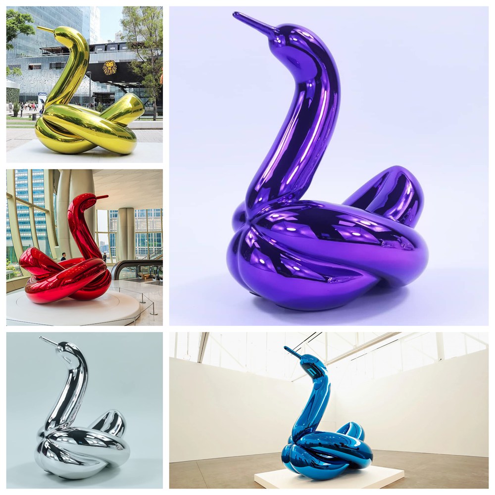 Different Colors of Stainless Steel Jeff Koons Balloon Swan Statue Replicas