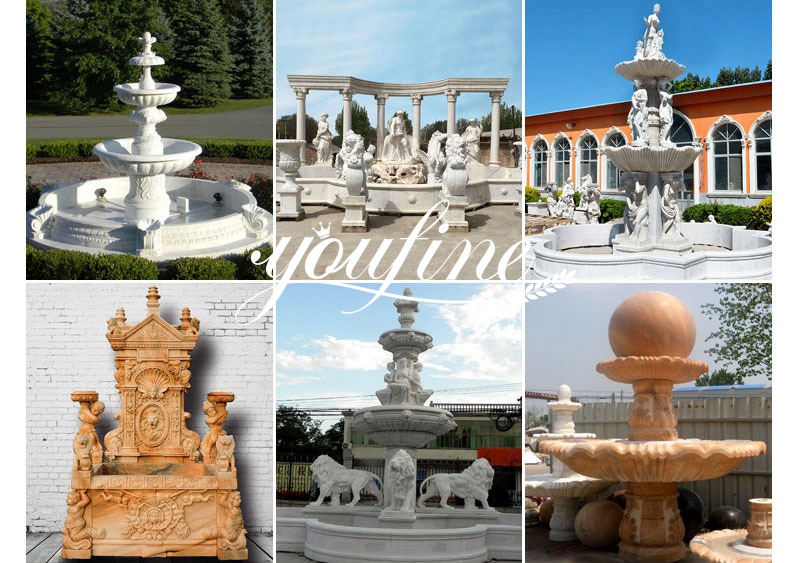 Different styles of marble fountains