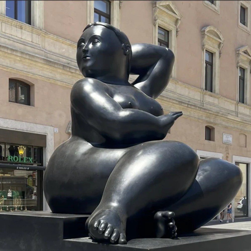 Donna Seduta Bronze Sculpture by Fernando Botero, Sitting Fat Woman Statue