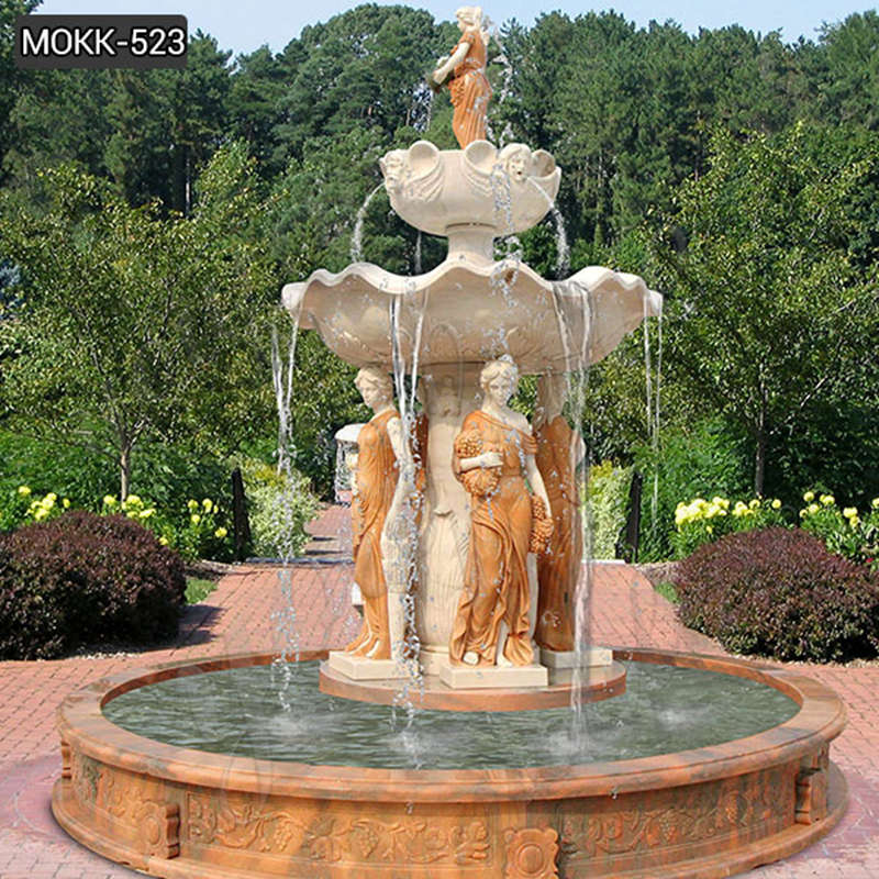 Exquisite Marble Water Fountain with Lady Statues for Sale MOKK-523