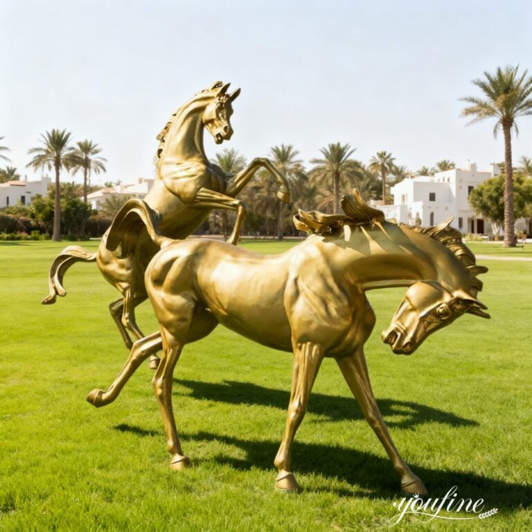 Factory Direct Sale Arabian Style Bronze Gold Horse Statue for Lawn Decor