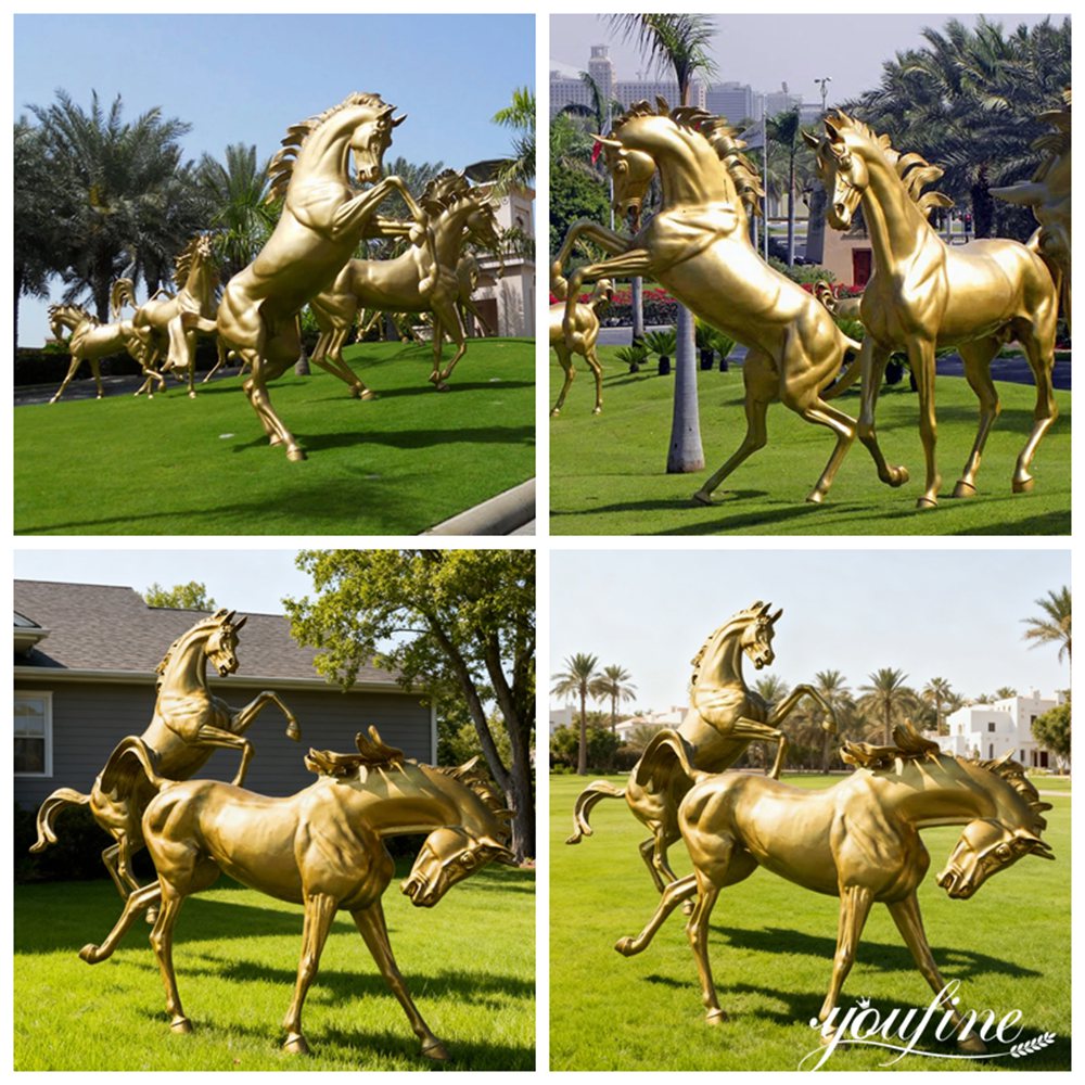 Factory Direct Sale Bronze Gold Horse Statue Details
