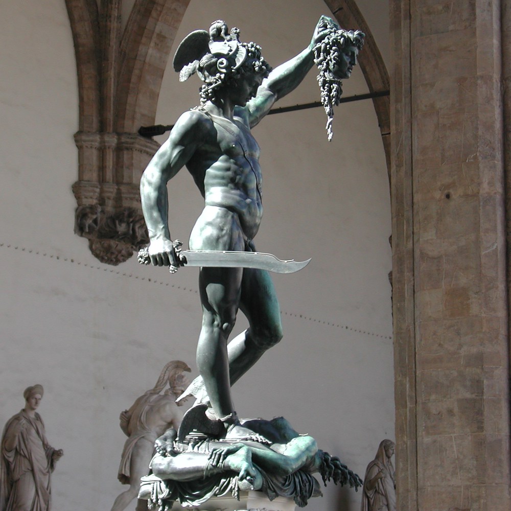 Perseus with the Head of Medusa by Cellini is a highly detailed, famous bronze statue.