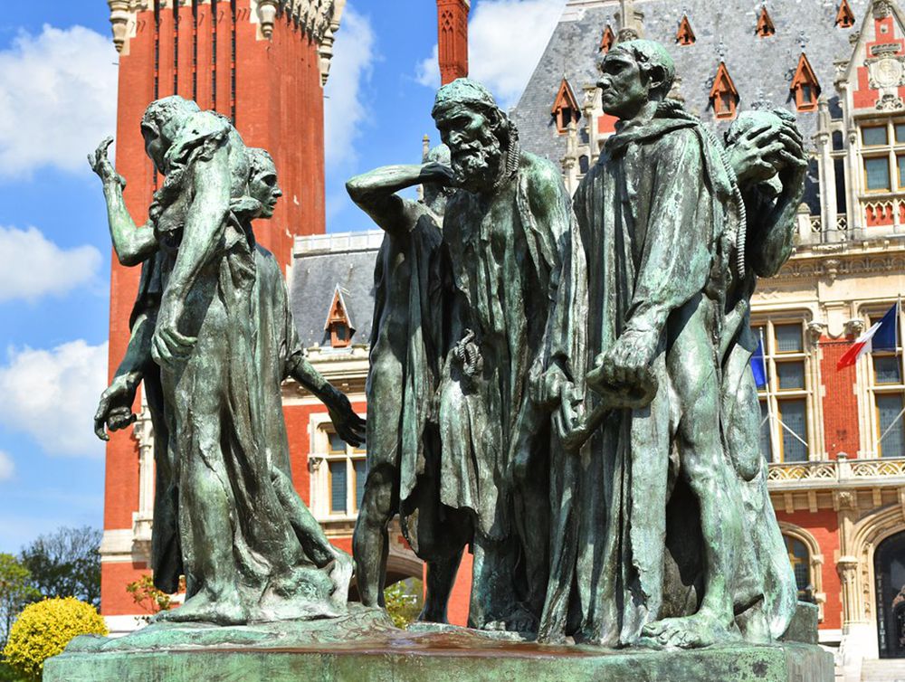 The Burghers of Calais by Auguste Rodin, a monumental famous bronze sculpture