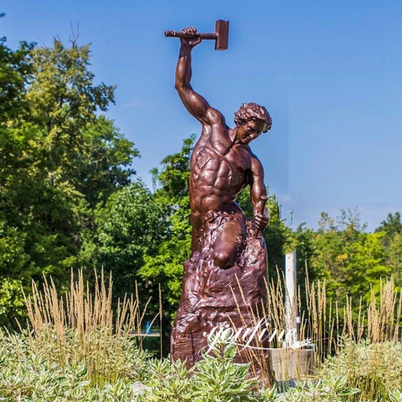 Famous Bronze Statue of Man Carving Himself Out of Stone for Sale