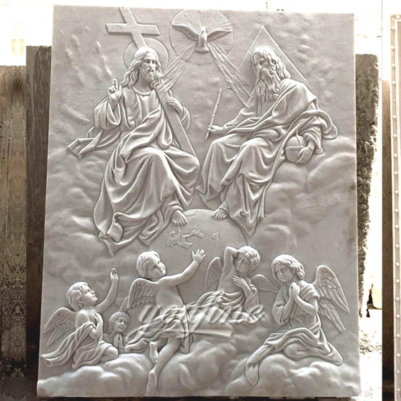 Famous catholic church interior wall decor Holy Trinity marble relief sculpture made from a image--CHS-612