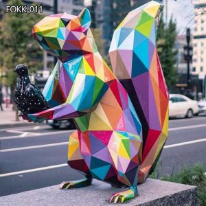 Fiberglass Colorful Metal Squirrel Sculpture for Outdoor FOKK-011