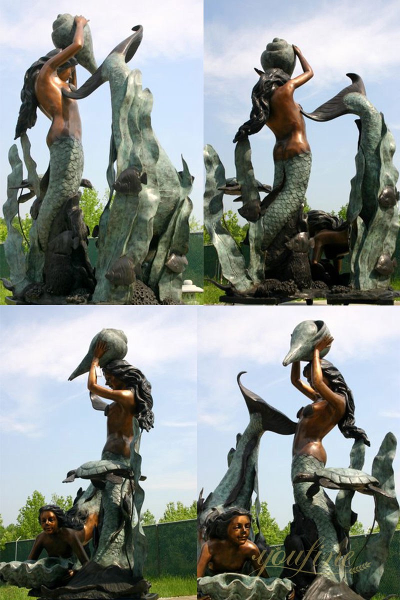 Fine Cast Bronze Mermaid Fountain For Pool