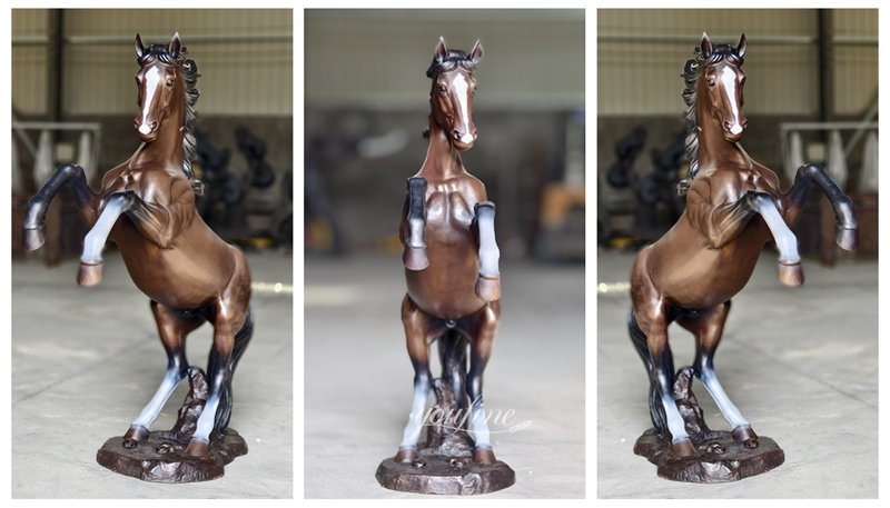 Finished Bronze Horse Jumping Statue Details