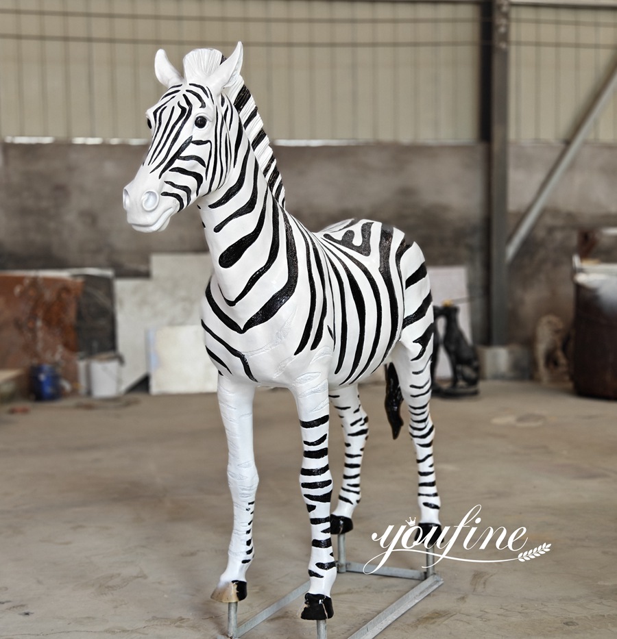 Finished Large Black and White Bronze Zebra Statue