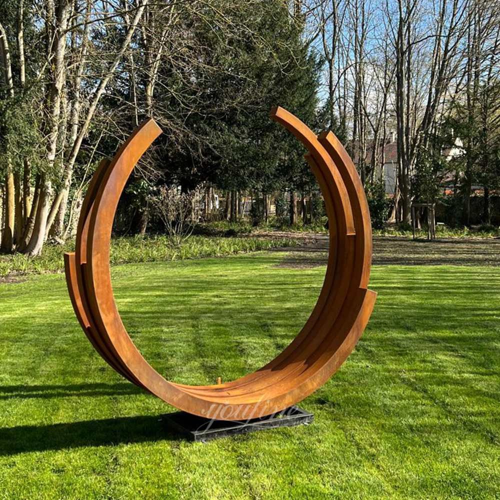 French courtyard circular corten steel sculpture