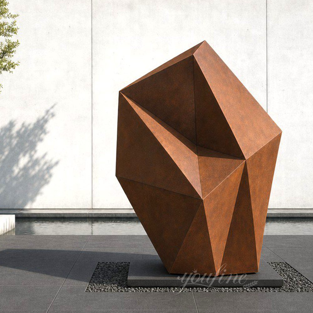 Geometric Corten steel sculpture
