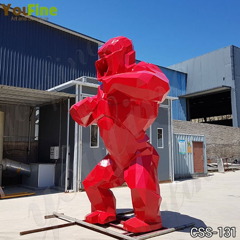 Red Gorilla Statue Art Decor - YouFine Art Sculpture