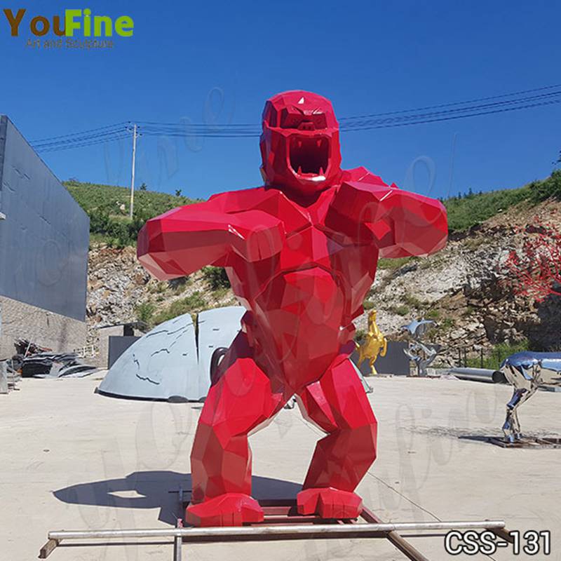 Red Gorilla Sculpture Large Outdoor Art Decor for Sale CSS-131