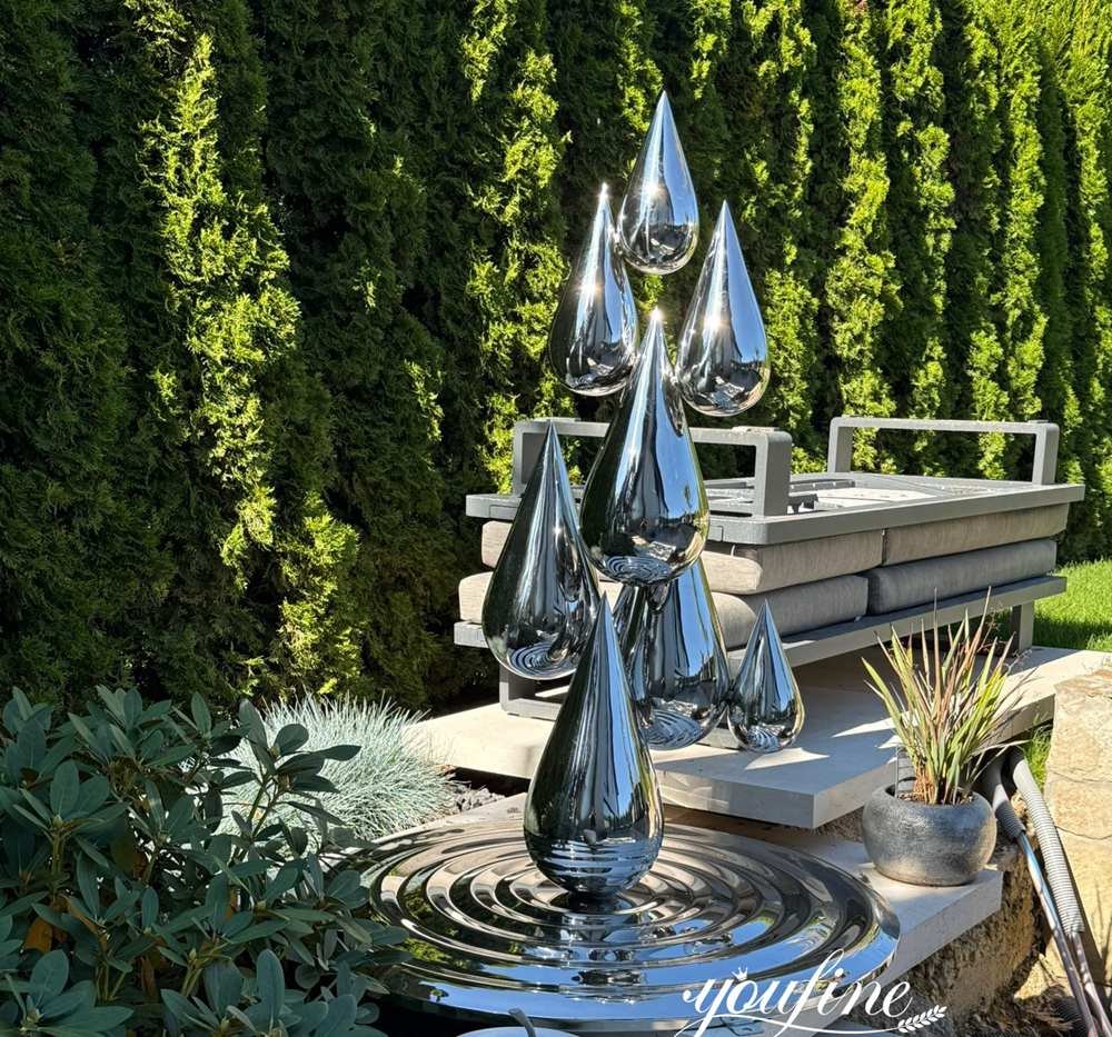 German Yard Stainless Steel Water Drop Sculpture Feedback