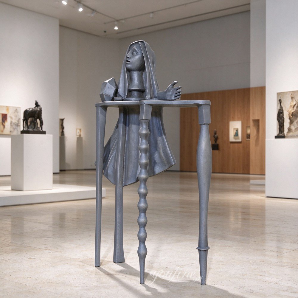 Giacometti-Inspired Bronze Surrealist Table Sculpture for Art Gallery Decor