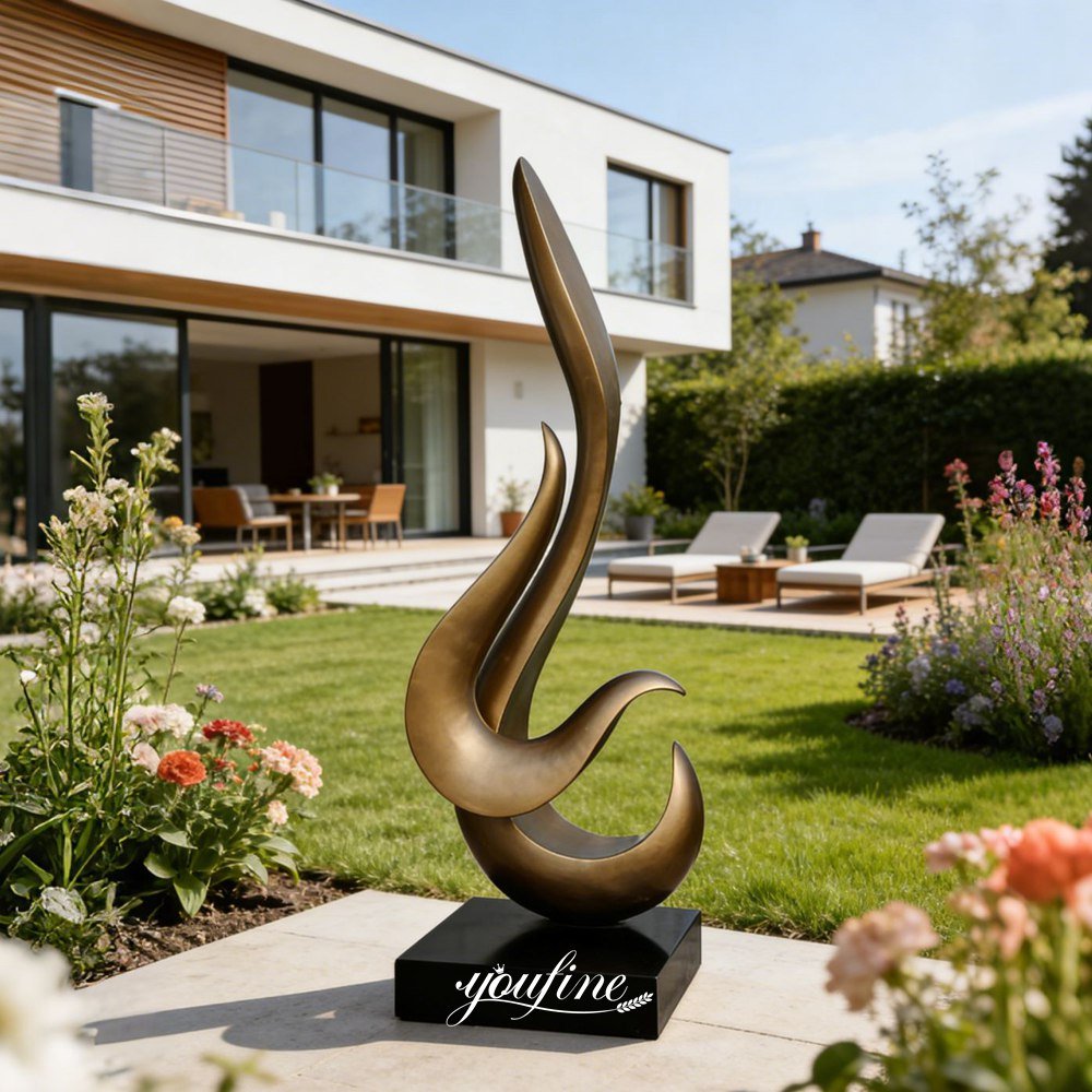 Golden Abstract Sculpture for Garden