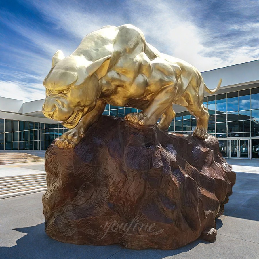 Golden Life Size Panther Statue for School Decor