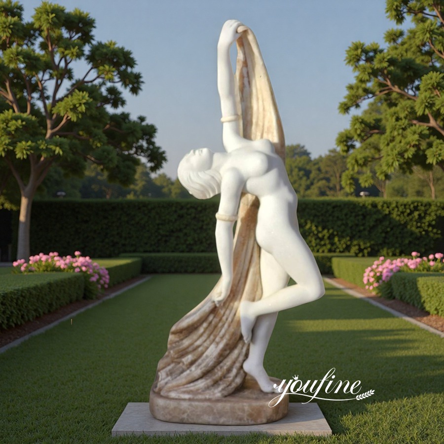 Graceful Life Size Marble Dancing Girl Sculpture for Garden Decor