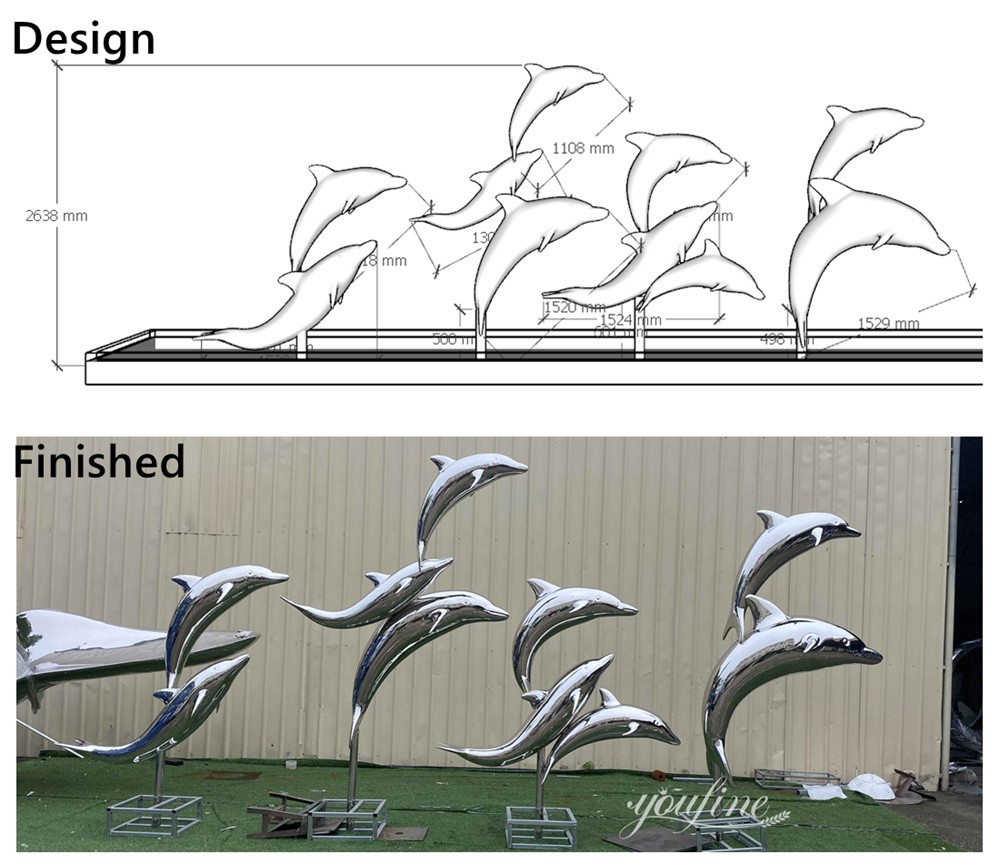 Group Pool Dolphin Sculptures Design and Finished