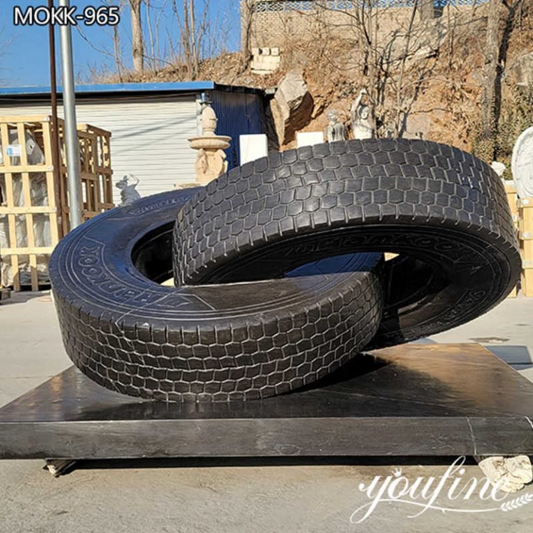 Hand Carved Black Marble Tire Sculpture for Sale MOKK-965 (1)