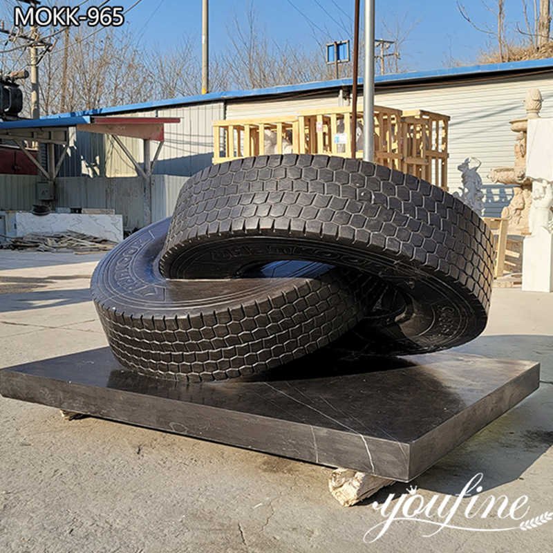 Hand Carved Black Marble Tire Sculpture for Sale MOKK-965 (2)