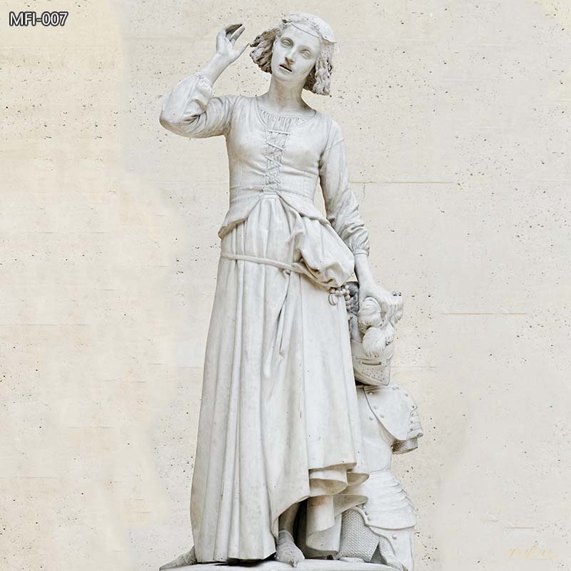 Hand Carved Marble Joan of Arc Statue Replica For Sale