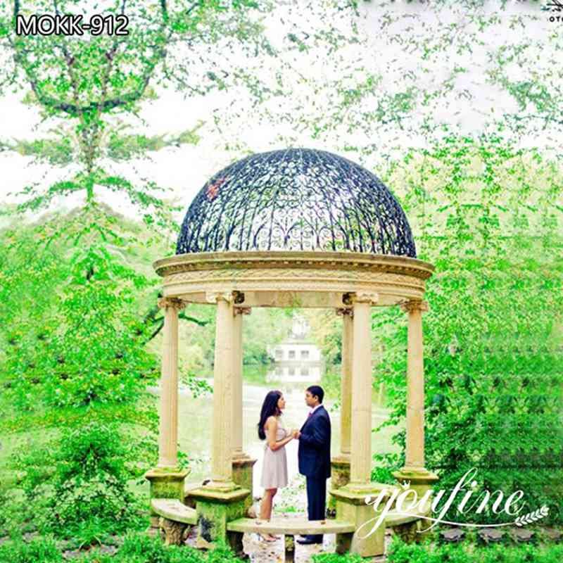 Hand Carved Marble Outdoor Wedding Gazebo for Sale MOKK-912 (2)