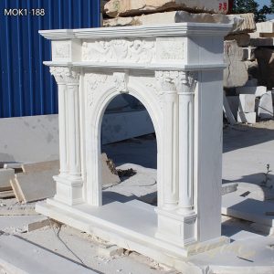  » Hand Carved White Marble Fireplace Mantel Surround for Sale MOK1-188