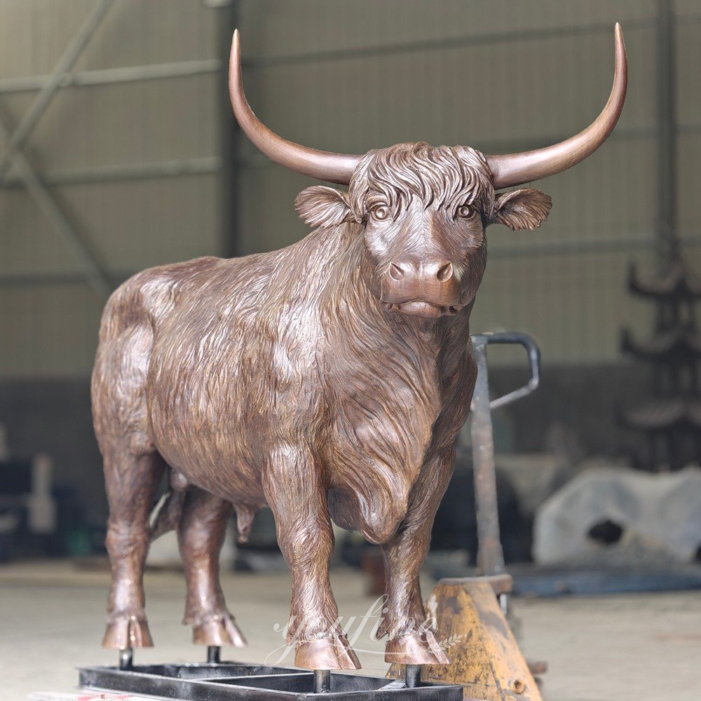 Hand Cast Bronze Large Highland Cow Statue