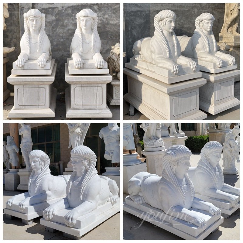 Hand-carved Greek Style Marble Sphinx Sculpture Details