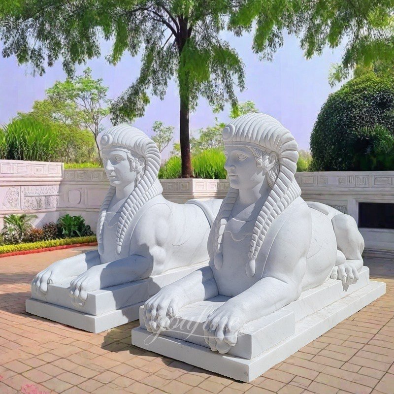 Hand-carved Greek Style Marble Sphinx Sculpture for Outdoor Park Decor