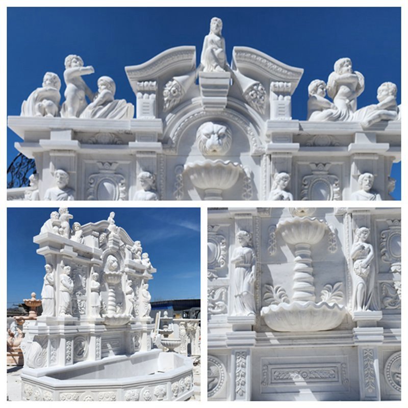 Hand carved marble wall fountain