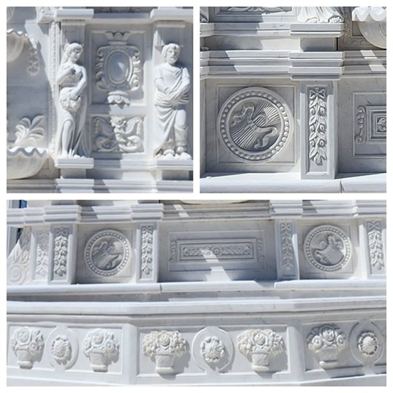 Hand carved marble wall fountain
