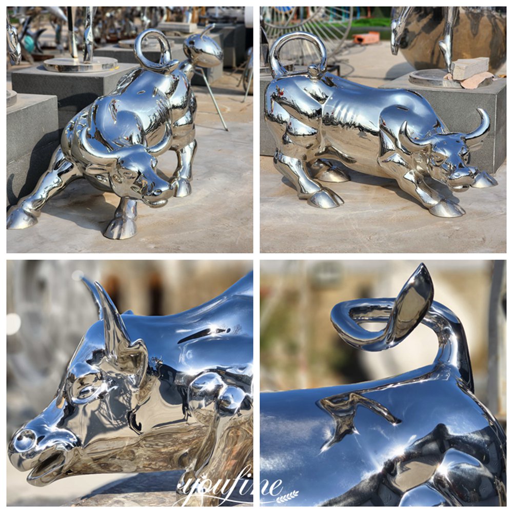 High Polish Metal Bull Sculpture Details