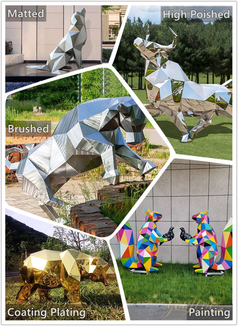 High Polished Metal Geometric Deer Sculpture Garden Decor