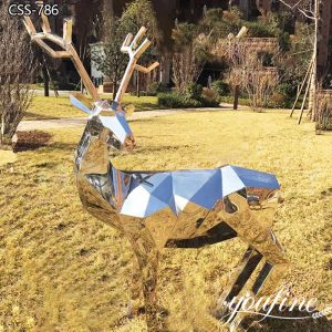 High Polished Metal Geometric Deer Sculpture Garden Decor for Sale CSS-786