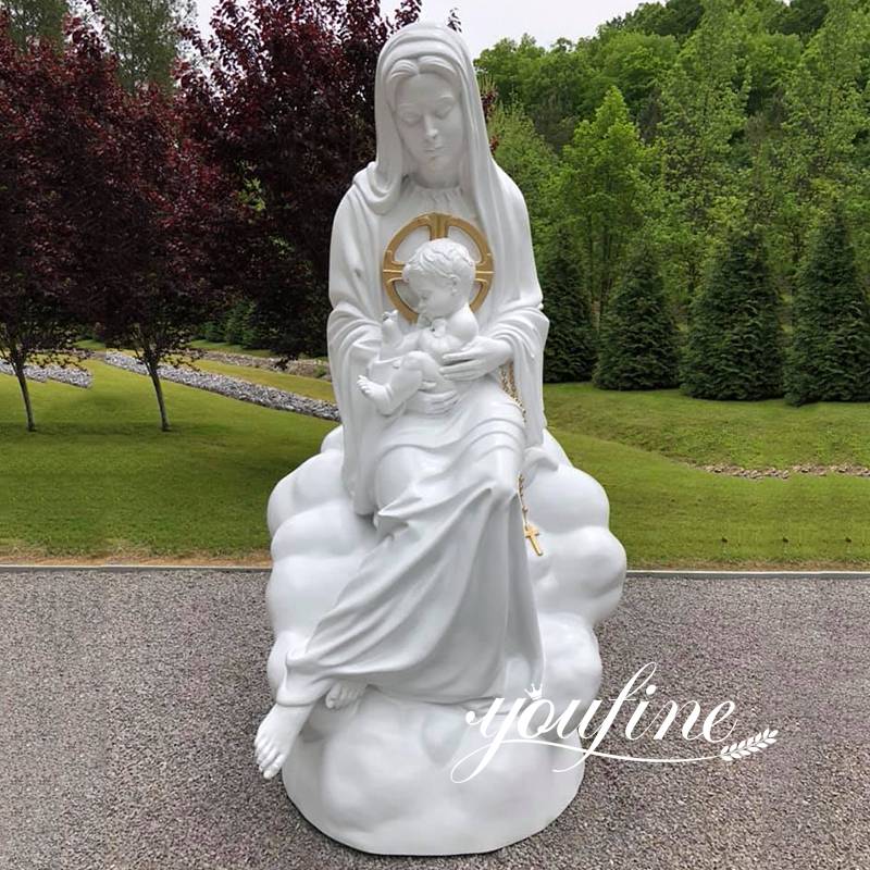 High Quality White Marble Sitting Mary Statue for Church (1)