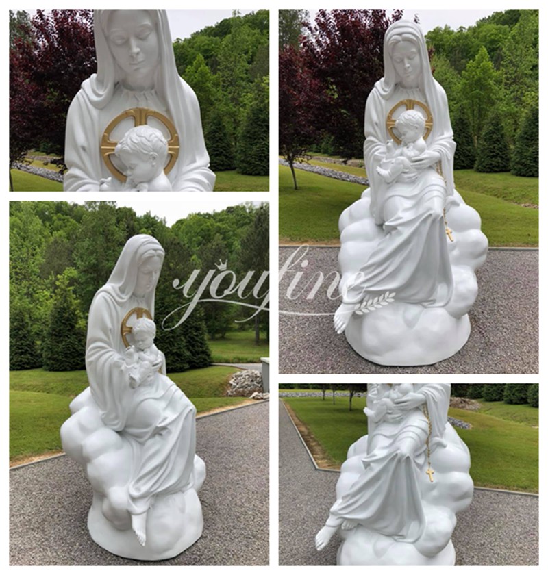 High Quality White Marble Sitting Mary Statue for Church (4)