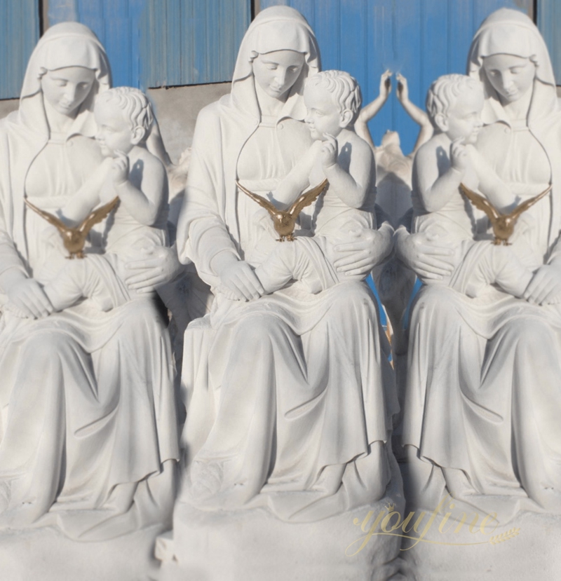 High Quality White Marble Sitting Mary Statue for Church